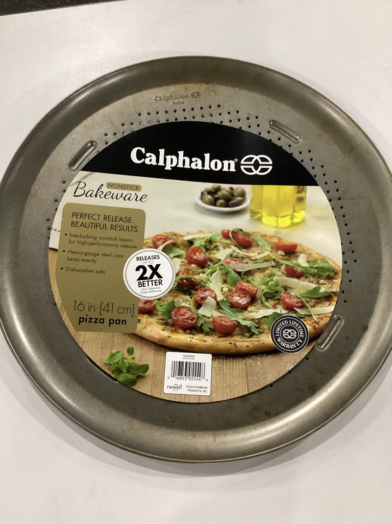 Calphalon Nonstick Pizza Pan, 16", Heavy-Gauge Steel, Perforated for Crispy Crust, Silver