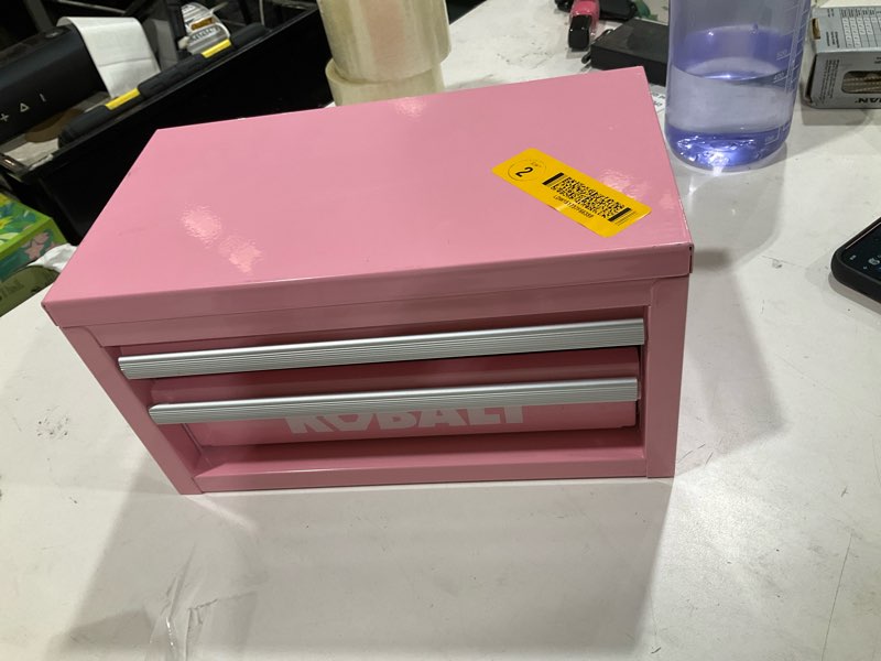 Condition photo showing As Is for kobalt portable mini toolbox 10.83-in w x 5.91-in h x 5.91-in d 2 -drawer pink steel tool box