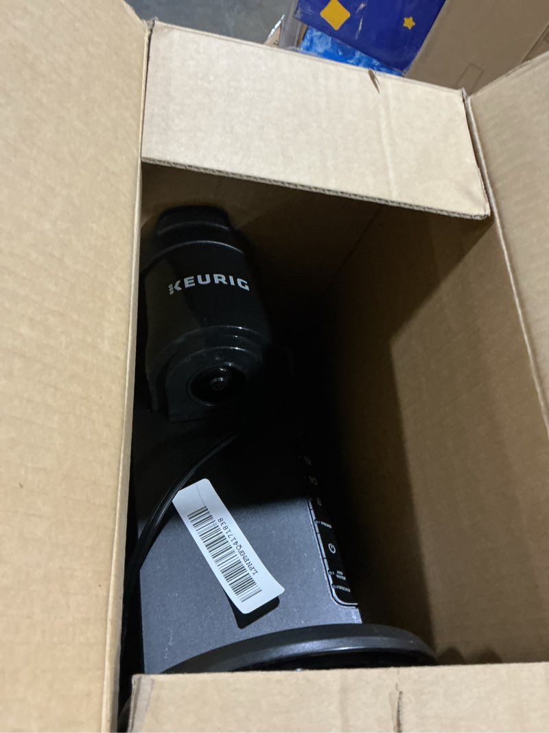 Condition photo showing As Is for keurig k-express single serve k-cup pod coffee maker, 3 brew sizes, strong button feature, 42oz removable reservoir, black