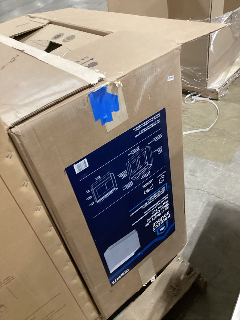 Condition photo showing As Is for Project Source Dover 36-in Light Gray Single Sink Bathroom Vanity with White Culture