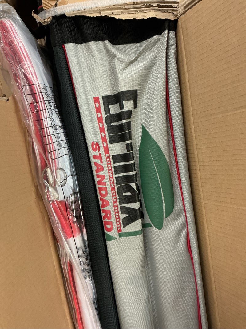 Condition photo showing New/Like New for eurmax 10x10 ez pop up canopy tent commercial instant canopies with heavy duty roller bag,bonus 4 weight sandbags(stripe red)