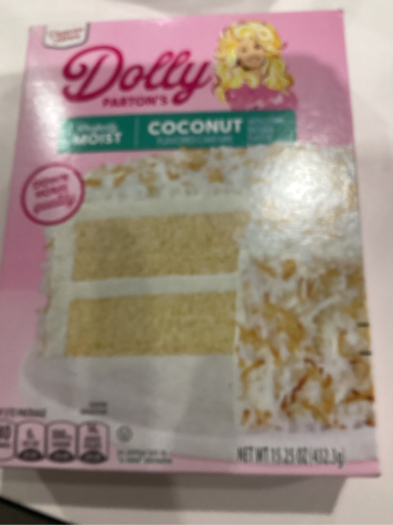 Condition photo showing New/Like New for Duncan Hines Dolly Parton's Favorite Coconut Flavored Cake Mix, 15.25 oz. 15.25 Ounce (Pack of 1)
