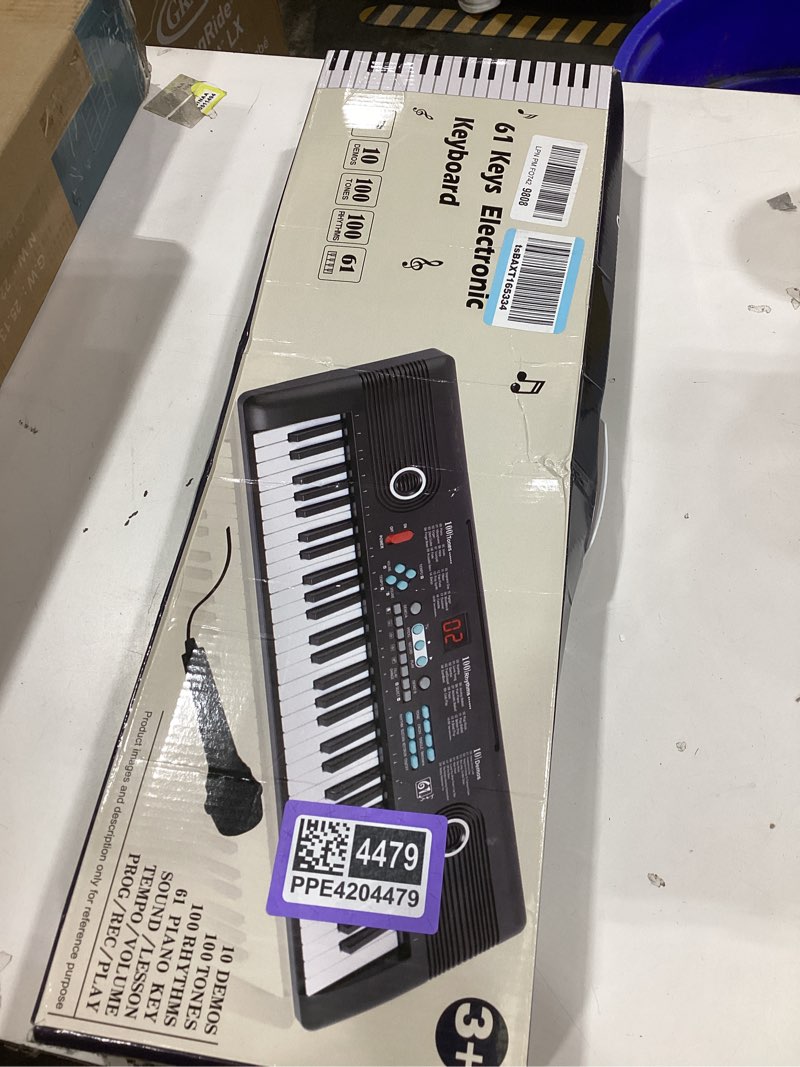 Condition photo showing Good Condition for 61 keys piano keyboard, electronic digital piano with built-in speaker microphone, portable keyboard gift teaching for beginners, electric piano for kids, birthday gift for children black