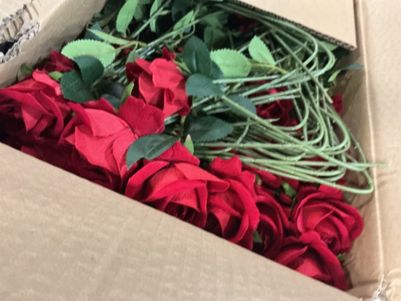 Condition photo showing Good Condition for hananona 100 pcs artificial roses in bulk, fake silk roses realistic roses for wedding centerpieces flower arrangement home decor (100, red) red 100