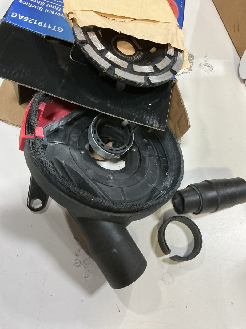 Condition photo showing Good Condition for herzo surface grinding dust shroud for angle grinder, universal 4.5"/5" + diamond grinding cup wheel 5 inch