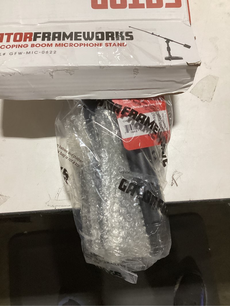 Condition photo showing Good Condition for Gator Frameworks Short Weighted Base Microphone Stand with Telescopic Boom Arm and 2.5 Lbs Counter Weight, Ideal for Desktop, Recording, and Streaming (GFW-MIC-0822) Deluxe Weighted Base