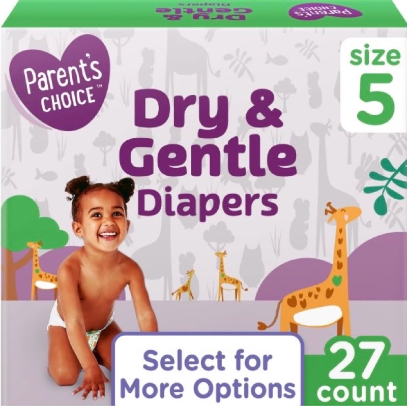 parent’s choice dry & gentle diapers, size 5, 27 count