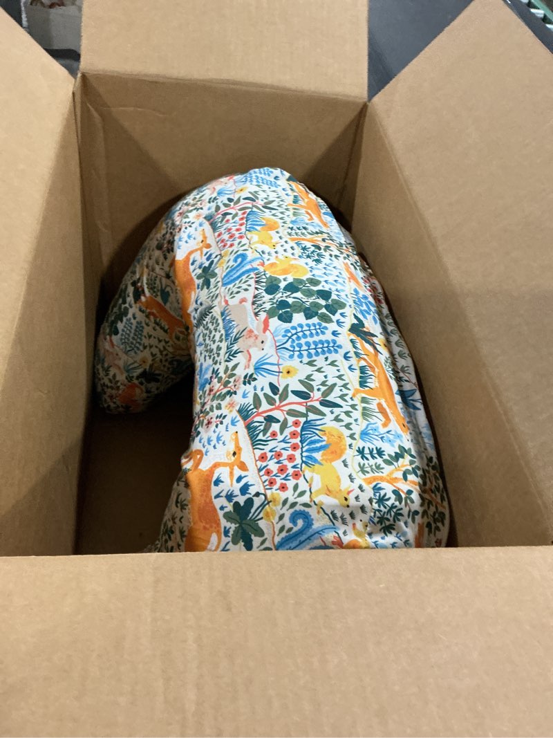 Condition photo showing As Is for Boppy Nursing Pillow - Ergonomic Bottle & Breastfeeding Pillow with High, Firm, Large Area, Water-Repellent Cushion with Washable Cover; Baby Safety Alliance Verified - Colorful Forest Animals New Nursing Pillow Colorful Forest Animals