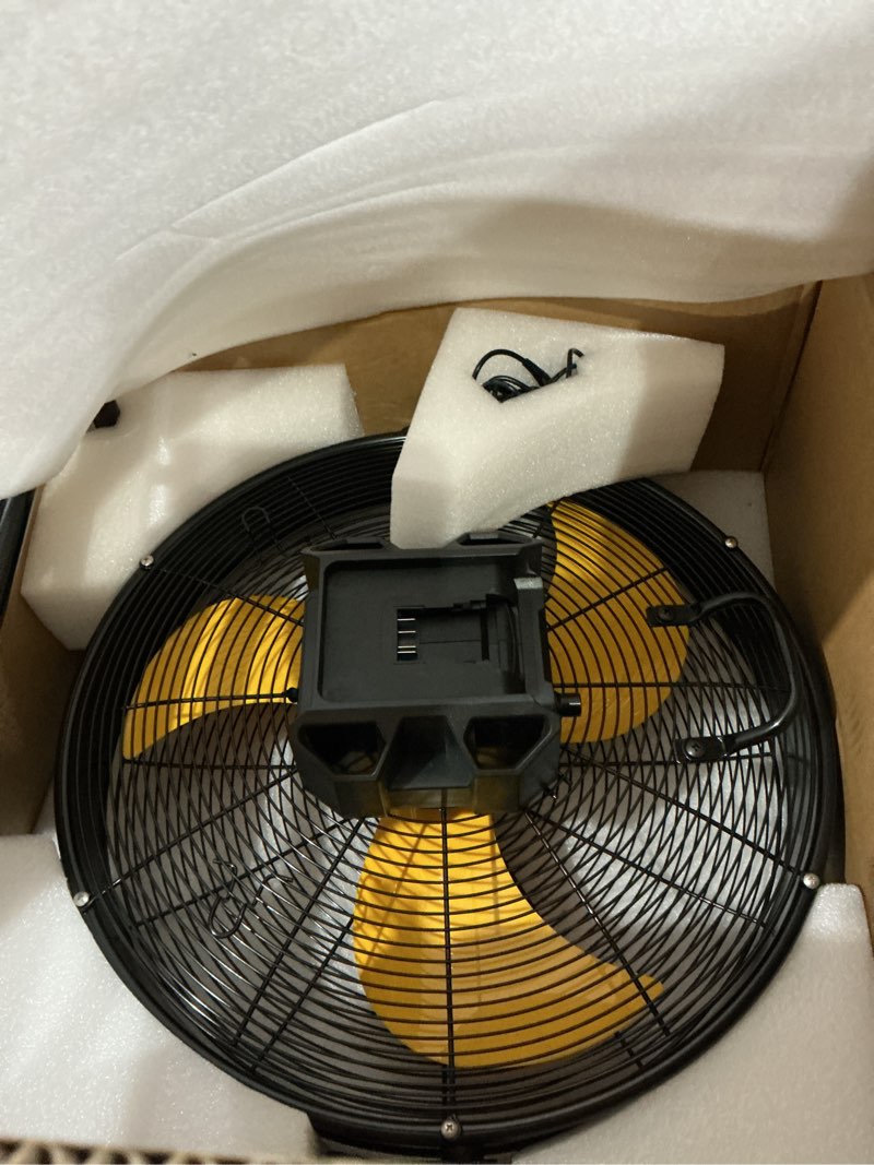 Condition photo showing Good Condition for 20 in. industrial floor fan - wall mount fan in black