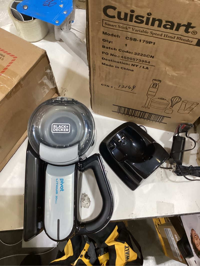 Condition photo showing As Is for this black & decker 20v max handheld vacuum