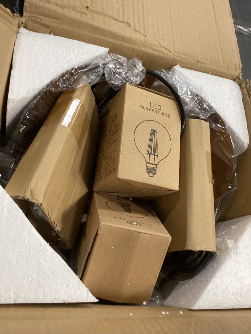 Condition photo showing Good Condition for modern wave pendant light, 11" black and gold dome shade, led ceiling light fixture with globe bulb, contemporary hanging light for kitchen, dining room, bedroom (2 pack) 11" diameter-2 pack black