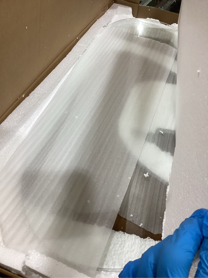 Condition photo showing Good Condition for Modern Glass Coffee Table, Mid Century Small Coffee Table, Coffee Table for Living Room,Suitable for Bedroom Living Room Reception Office Tables (Walnut/Transparent, Small)