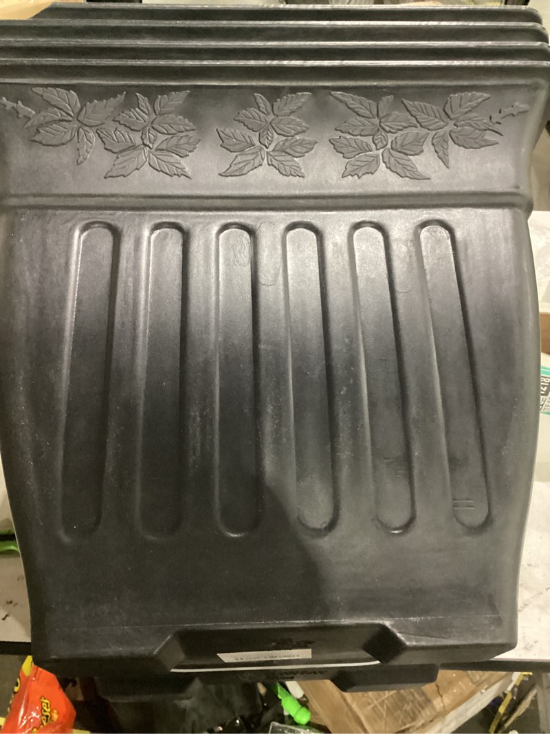 Condition photo showing New/Like New for btplastik 18 inch large square planter for plants - 4 pack decorative black plastic flower pots with drainage holes & raised base, 14 gallon vintage garden pot for outdoor, patio, porch (15" tall) black 4p-18 inch