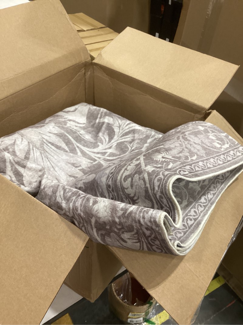 Condition photo showing As Is for nourison home astra machine washable grey 7'10" x 10' area rug - easy clean, non shedding, bed room, living room, dining room, kitchen (8' x 10') grey 7'10" x 10' (polyester)