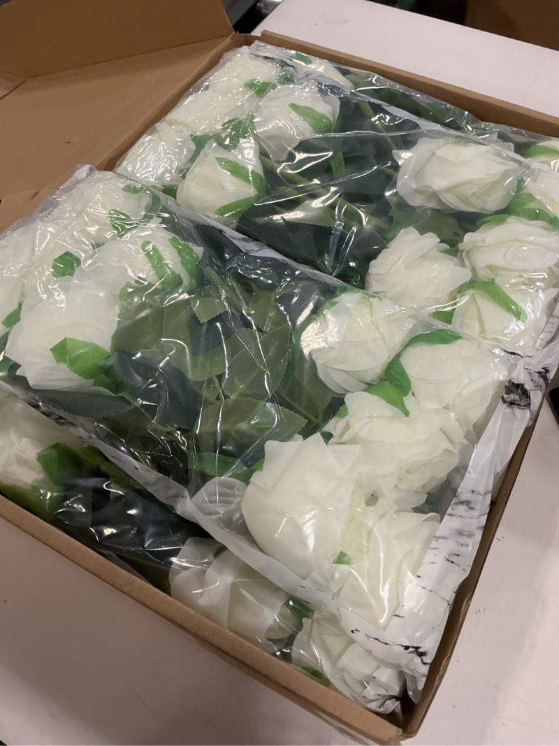 Condition photo showing Good Condition for tifuly 50pcs roses artificial flowers bulk,realistic long stem fake silk roses for wedding centerpiece table vases party home kitchen diy bouquets decor?off white? off white-50