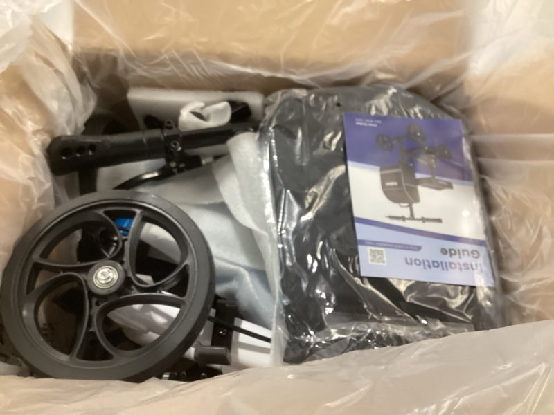 Condition photo showing Good Condition for blessreach steerable knee scooter deluxe medical scooter for foot injuries compact crutches, with dual rear on-wheel brake and shock absorption under the knee pad?blue?