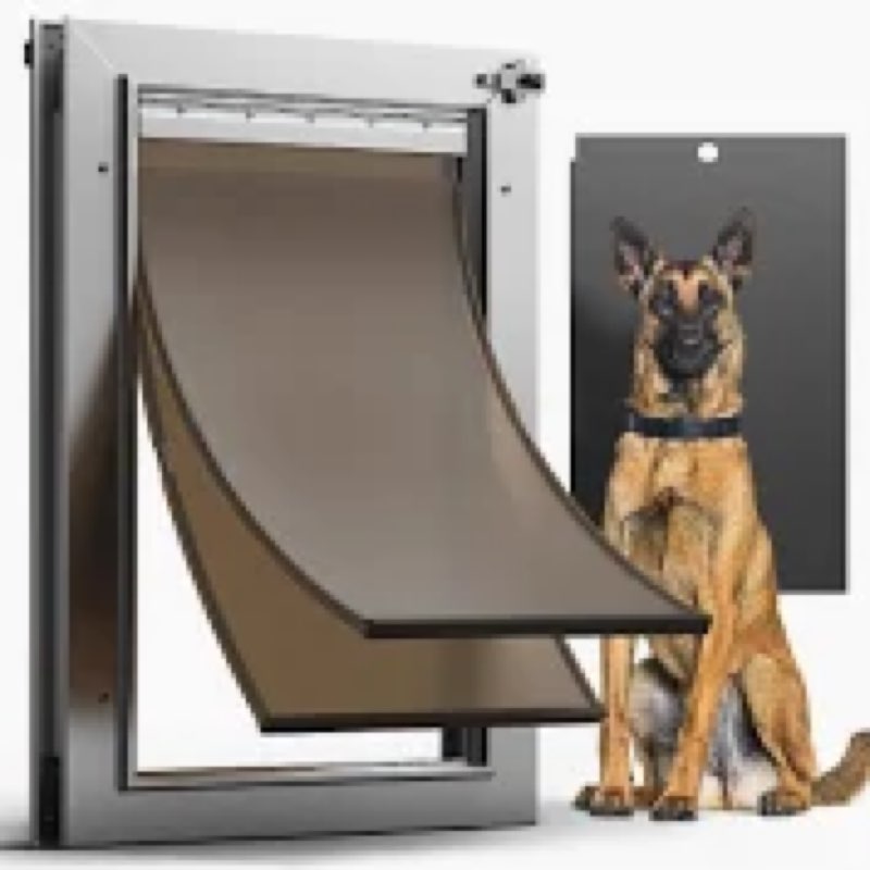VOSOIR 3-Flap Dog Door for Wall, All Aluminum Alloy Large Doggy Door Doggie Door, Heavy Duty Pet Doo
