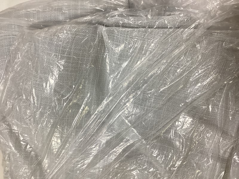 Condition photo showing New/Like New for textured cotton room darkening curtain, 48x108, light grey