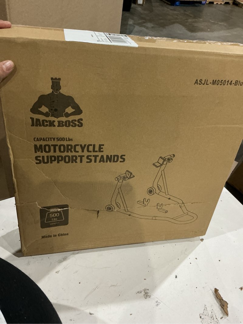 Condition photo showing Good Condition for jack boss motorcycle stand rear combo wheel lift stand, 500lbs capacity,swingarm spool paddock stand for sport bike,fit for yamaha, for honda, suitable for kawasaki blue