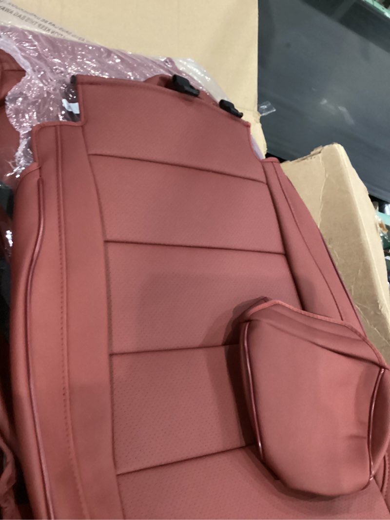 Condition photo showing As Is for similar))))))bwtjf front seat covers, universal seat covers for cars  waterproof leatherette auto seat protectors with head pillow, car seat cushions fit for most sedans suv pick-up truck, winered