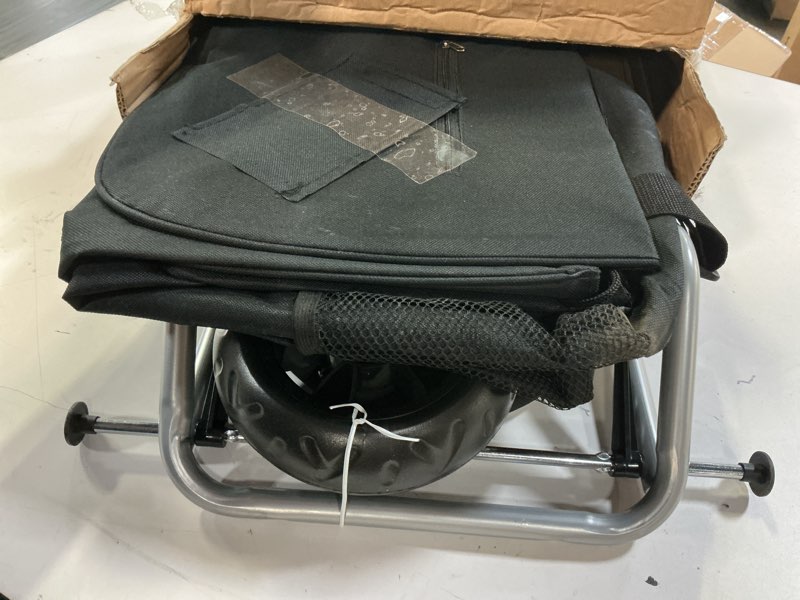 Condition photo showing As Is for dbest products trolley dolly black foldable shopping cart for groceries with wheels and removable bag and rolling personal handtruck standard cart black