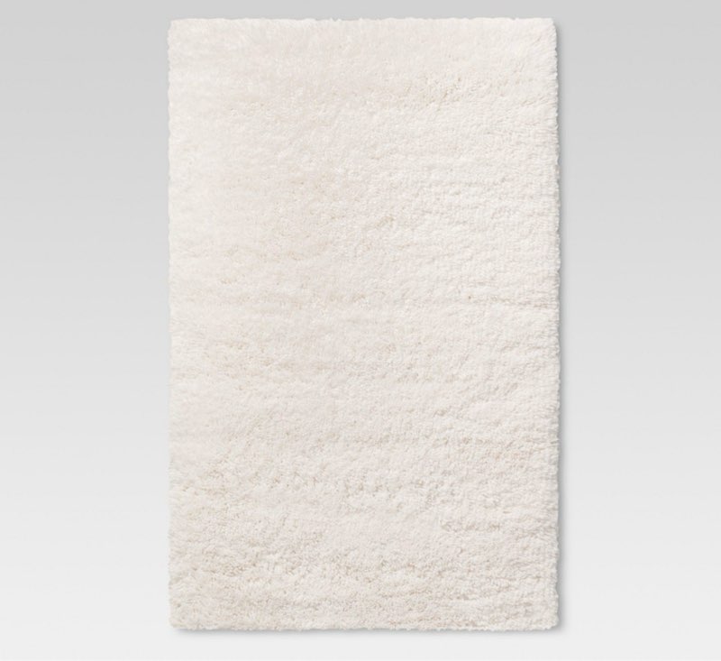 2'6"x3'10" washable plush shag accent rug cream - room essentials™: high pile, skid & stain resistant, indoor use