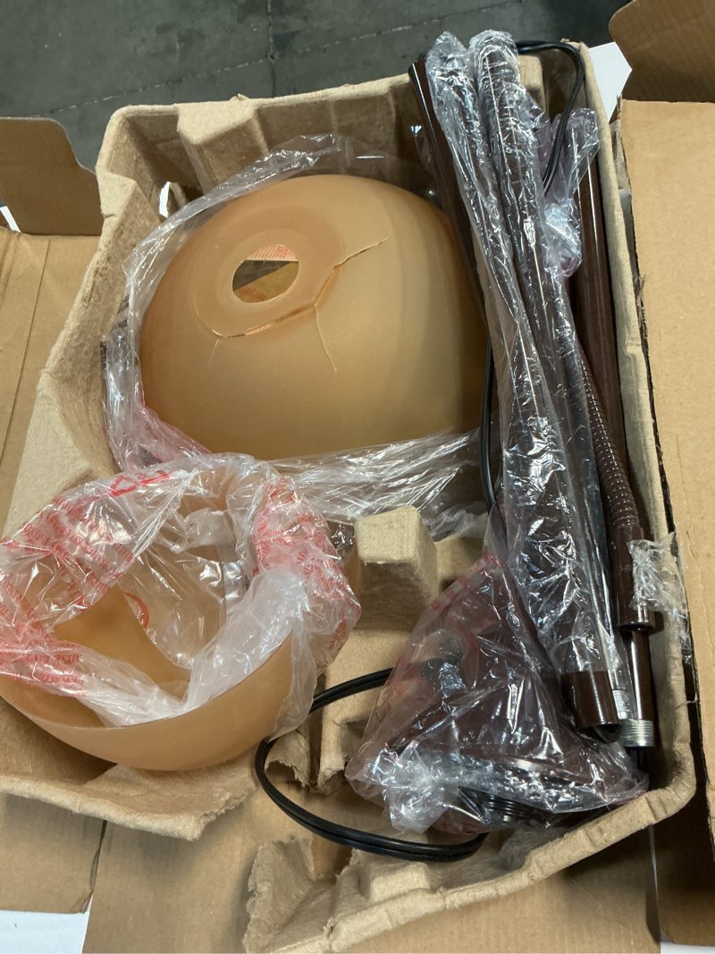 Condition photo showing As Is for mainstays 72‘’ brown combo floor lamp with reading lamp, modern design