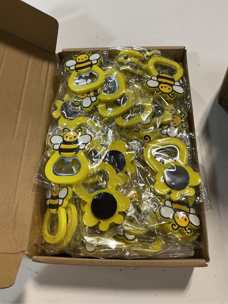 Condition photo showing New/Like New for sintuff 50 sets bee baby shower favors for guests bottle opener with bags thank you for being here tags with rope world bee day birthday baby shower decorations party supplies