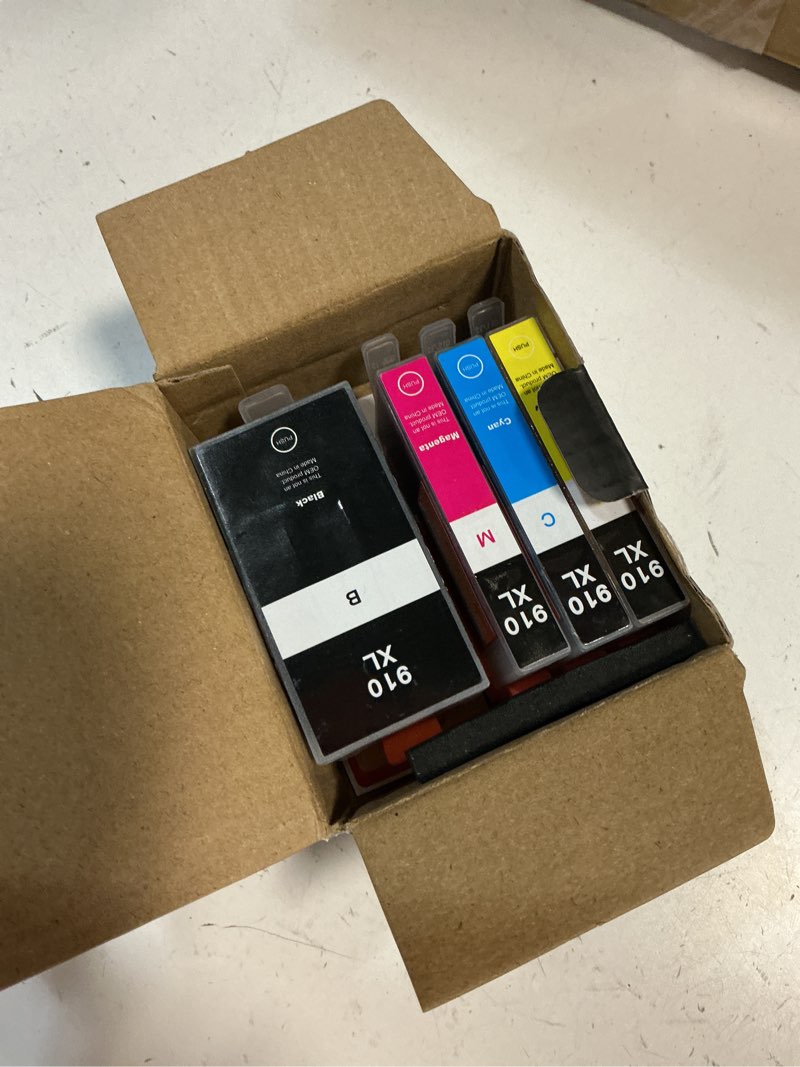 Condition photo showing New/Like New for 910xl ink cartridges for hp printers (4-pack) black cyan magenta yellow replacement for hp 910xl ink cartridges combo pack works for officejet 8010 8020 series, pro 8025e 8020, 8030 series 3jb41an