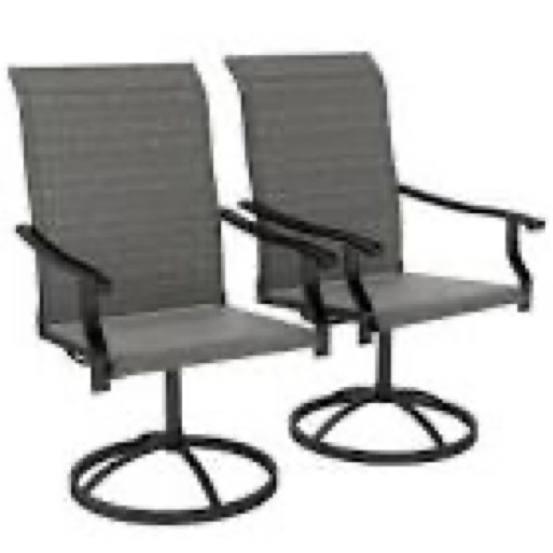 Swivel Sling Metal Patio Outdoor Dining Armchair-Gray (2-Pack)