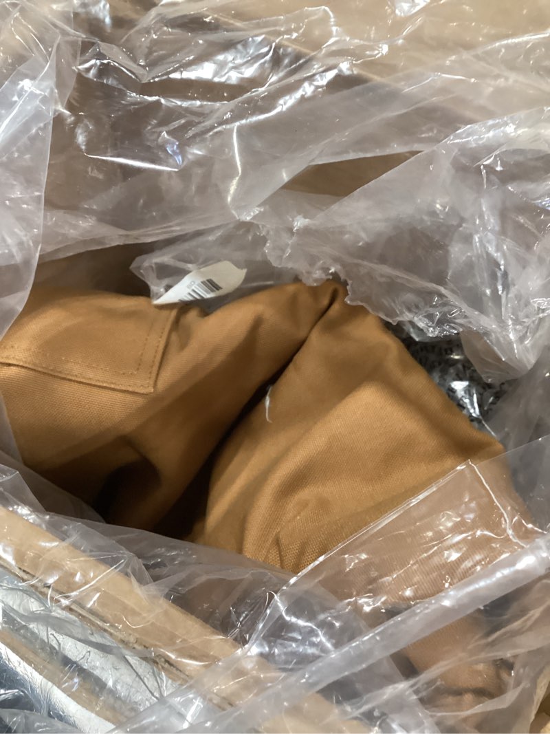 Condition photo showing As Is for Carhartt Men's Loose Fit Firm Duck Insulated Bib Overall Large Tall Carhartt Brown this  is a large for size