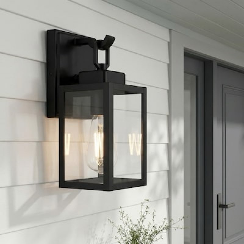 quoizel breitling 1 -light 10.75-in h matte black hardwired outdoor wall light