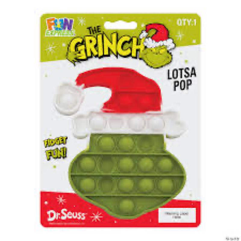 Dr. Seuss The Grinch Lotsa Pops Popping Silicone Toys - (5" x 5.75") 6 Pieces - Perfect Fun Giveaway