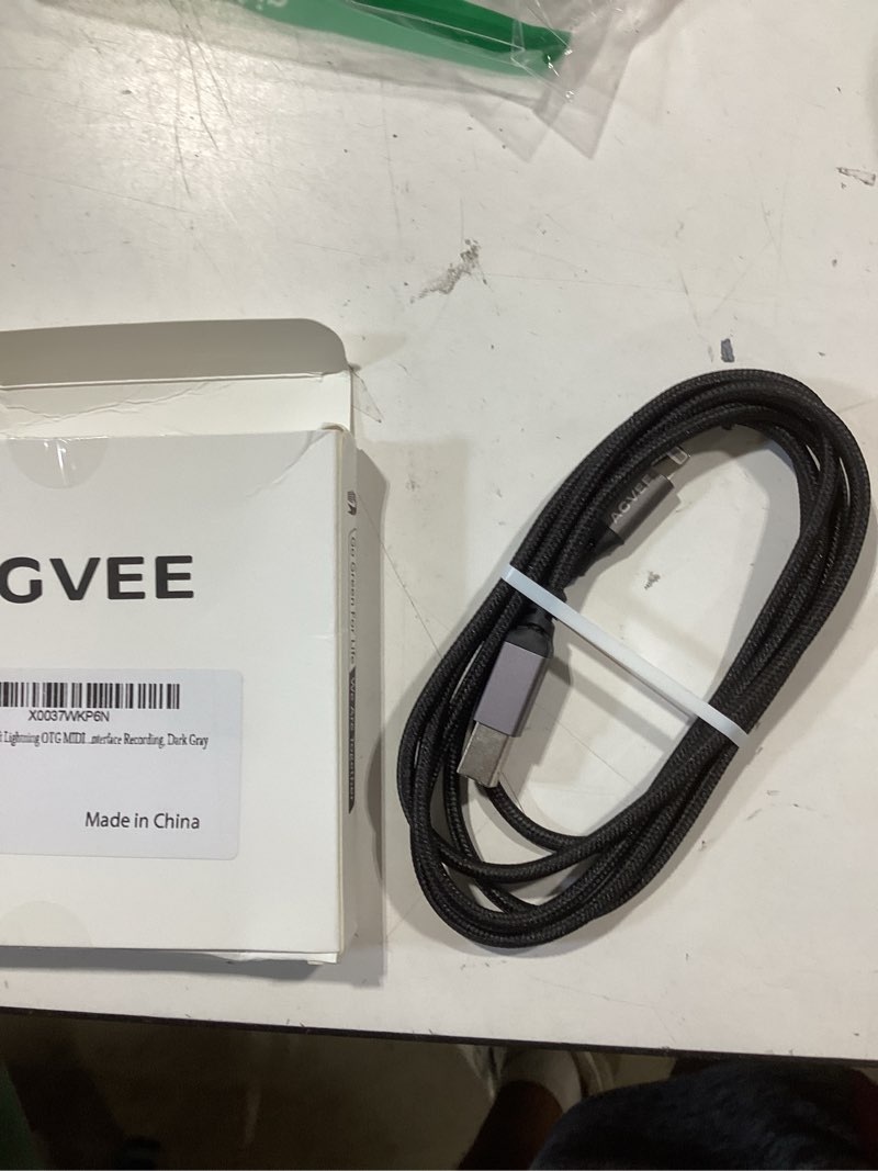 Condition photo showing Good Condition for agvee 5ft lightning otg midi cable usb type-b cord compatible with iphone ipad ios for electronic music instrument, piano, midi controller, midi keyboard, audio interface recording, dark gray 5ft dark gray