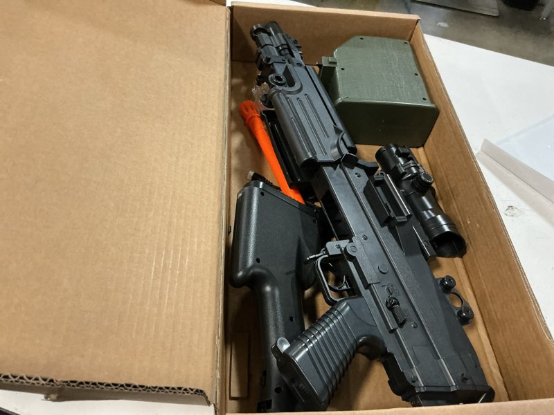 Condition photo showing As Is for gel splat blaster - 36 inch big size - rich accessories - fully automatic and manual mode - 7.4v rechargeable battery - for ages 15+