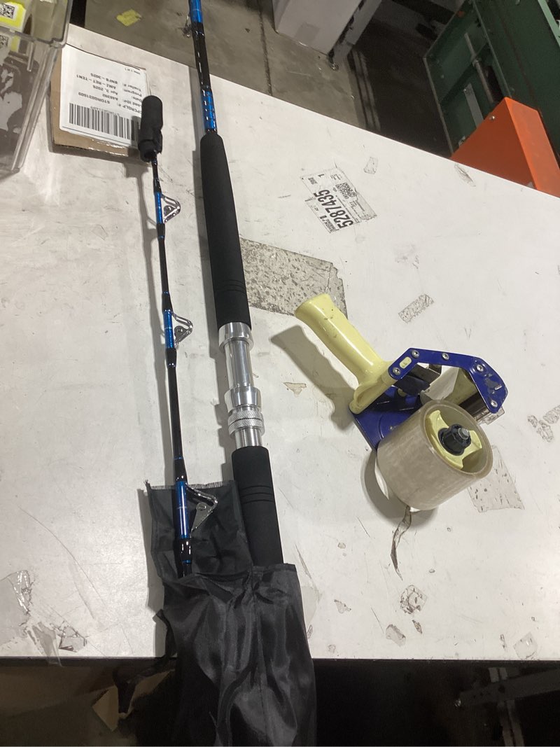 Condition photo showing Good Condition for fiblink saltwater offshore heavy trolling fishing rod big game conventional boat fishing roller rod pole with all roller guides (heavy power, 5-feet 1-inch) 2 piece--length:7'6" straight butt-2 piece