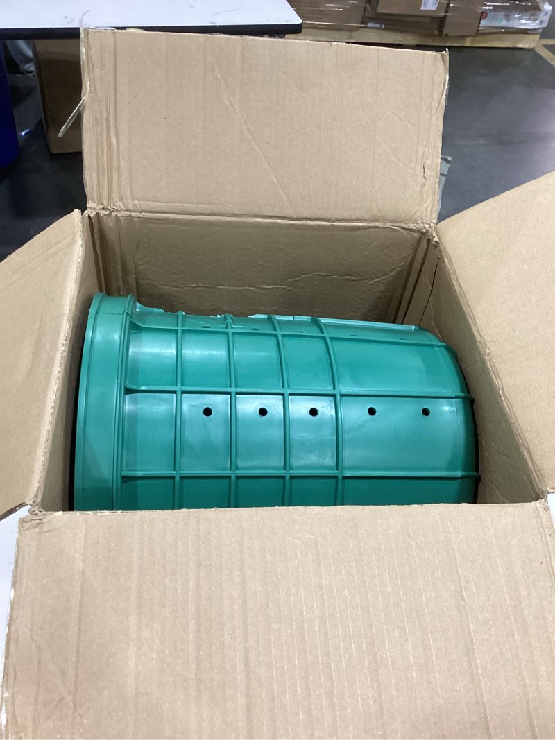 Condition photo showing Good Condition for perforated sump basin with lid sump pump basin bucket with drilled holes for crawl spaces,yards,patios and driveways(green,13 x 11.4 x 15 inch) green 13 x 11.4 x 15 inch