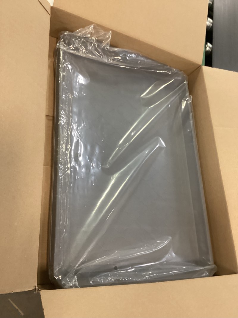 Condition photo showing Good Condition for Boot Tray for Entryway Indoor, Heavy Duty Shoe Mat Tray 2 Packs, 23"x15.5" Waterproof Shoe Trays with Raised Edge, Outdoor Multi-Purpose Mat for Boots, Shoes, Garden, Pets (2Pack) 23''x 15.5'' Gray