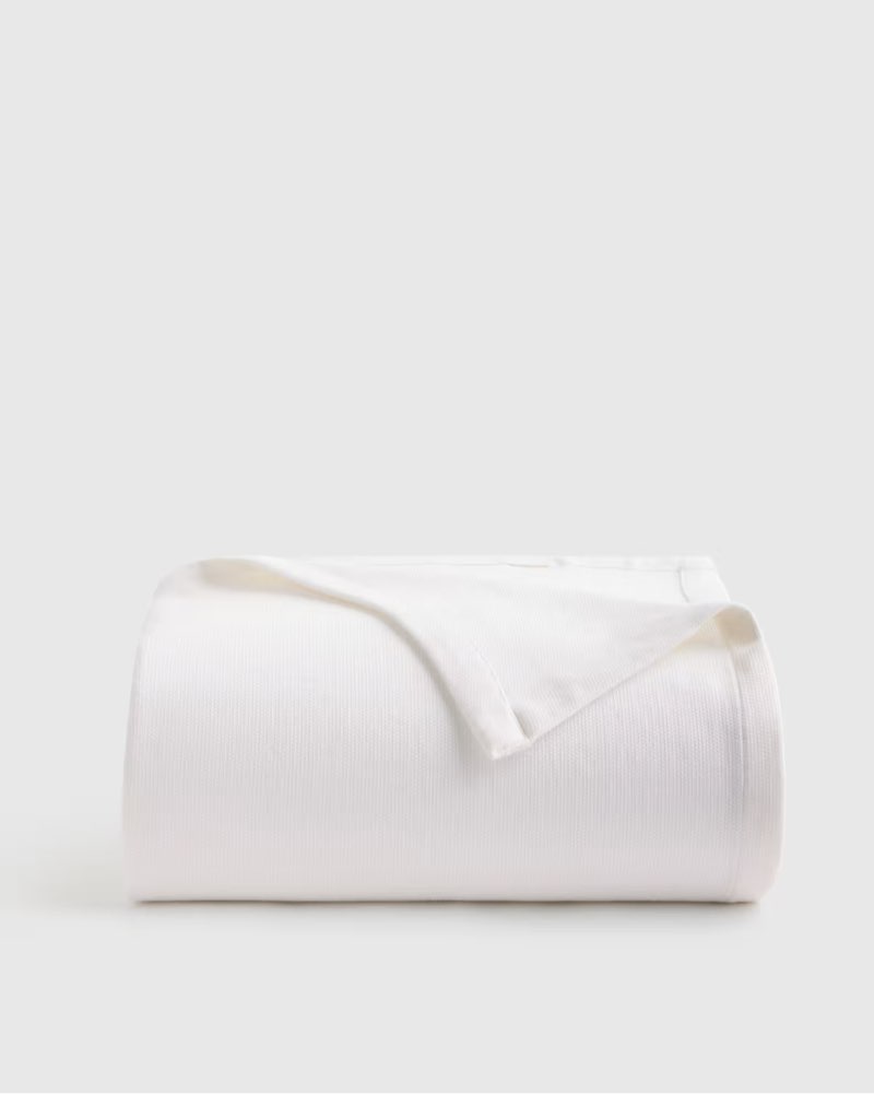 quince luxury organic cotton bed blanket full/queen whit