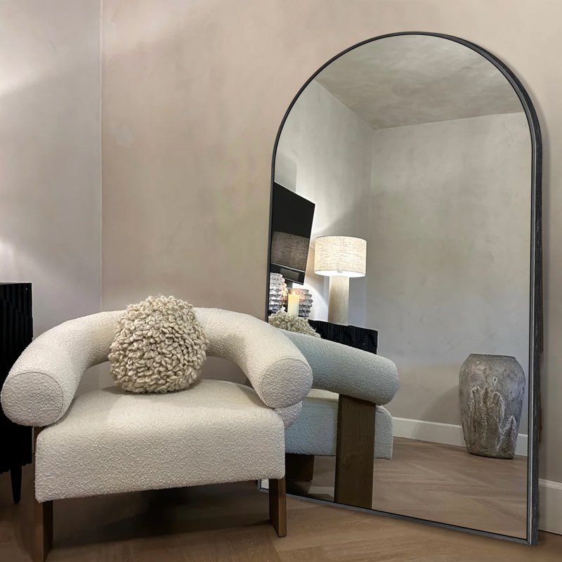 Malesha Large Modern Full Length Arched Aluminum Alloy Framed Floor Mirror