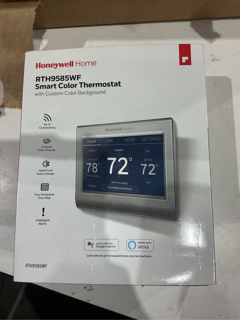 Condition photo showing As Is for honeywell home silver smart compatible thermostat with wi-fi compatibility