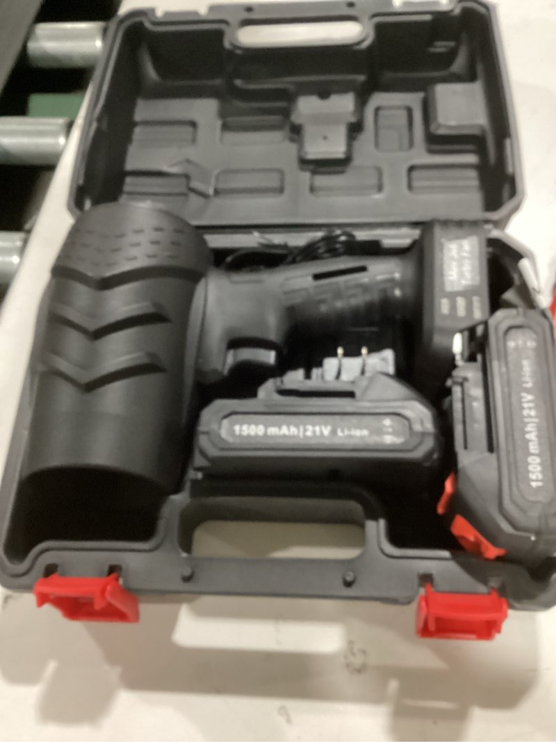 Leaf Blower with 21V*2 Pcs Batteries, 950000RPM Powerful Fan, High Variable Speed 200 MPH, Handheld 