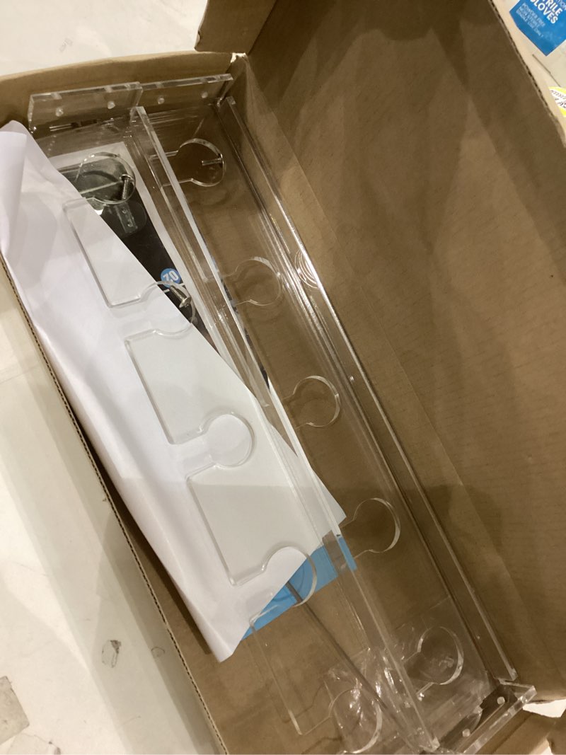 Condition photo showing As Is for Champagne Wall Holder - 2-Tier Clear Acrylic Champagne Glass Holder Stand - Holds 10 Cups - Flute Stand for Drinks & Wine Glass Display Rack