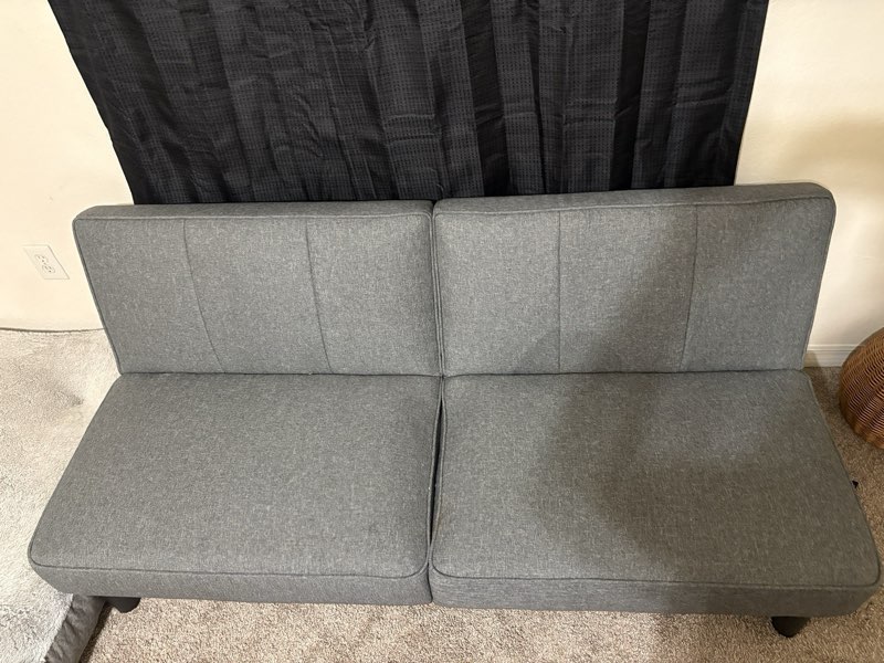 Gray 2-Seater Sofa High Back With Cushions Contemporary Modern Living Room