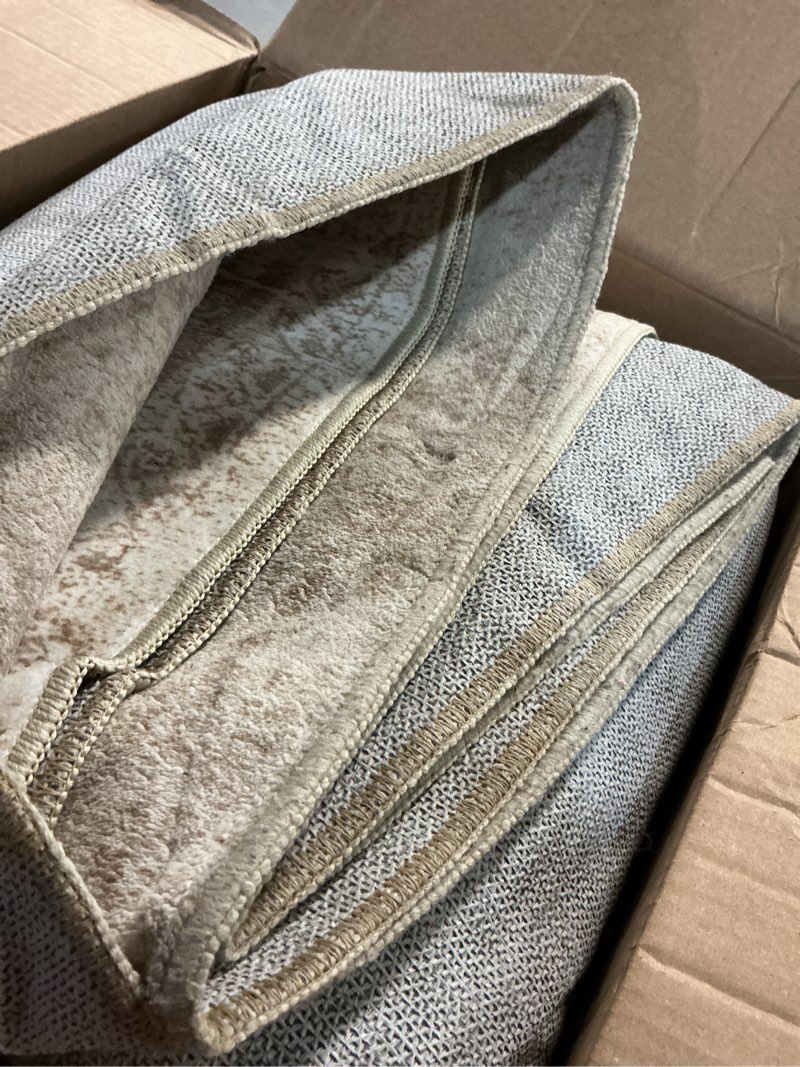 Condition photo showing As Is for washable area rug 8x10, large soft rugs for living room vintage beige carpet 8x10 area rugs for bedroom dining room non-slip stain resistant under table rug beige 8' x 10' (rectangular)