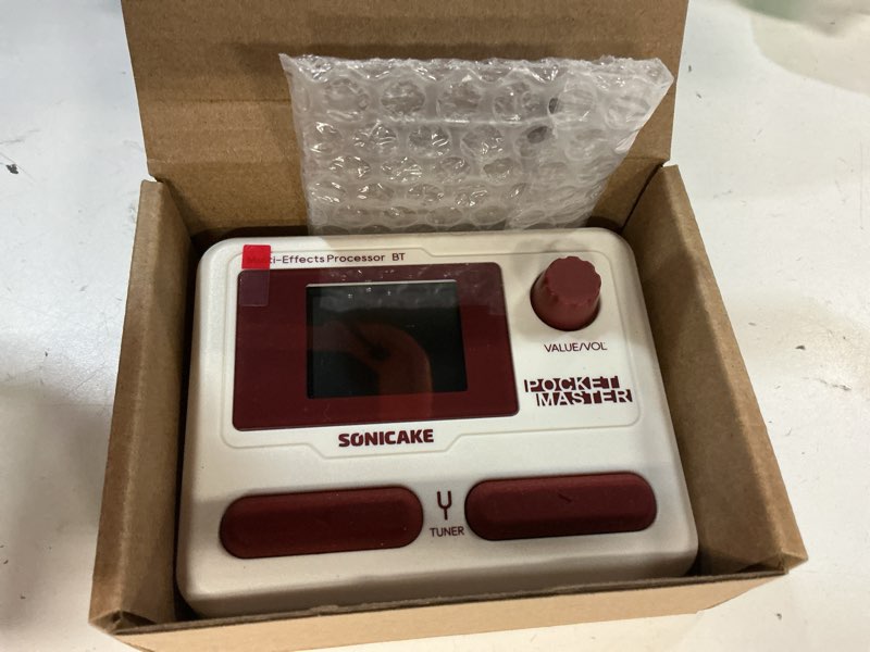 Condition photo showing New/Like New for SONICAKE Pocket Master-Portable Multi Effects Pedal, 100+ Built-in Guitar/Bass/Acoustic Effects, Amp Modeling, IR Cabinets Simulation, Stereo OTG USB Audio Interface, Rechargeable (White)