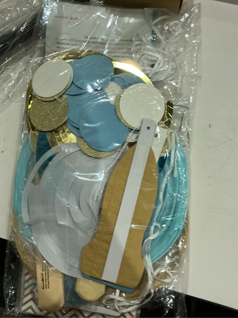 Condition photo showing Good Condition for light-dusty blue beige-champagne baby-shower party-decorations - 31pcs welcome home banner sign,boy 