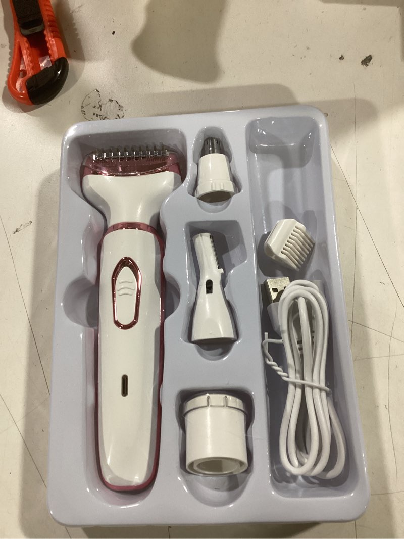 Condition photo showing Good Condition for Electric Razor for Women,Hair Trimmer for Face Nose Eyebrow Beard Mustache Arm Leg Armpit Bikini,Painless Rechargeable Portable 4 in 1 Womens Body Shavers Set