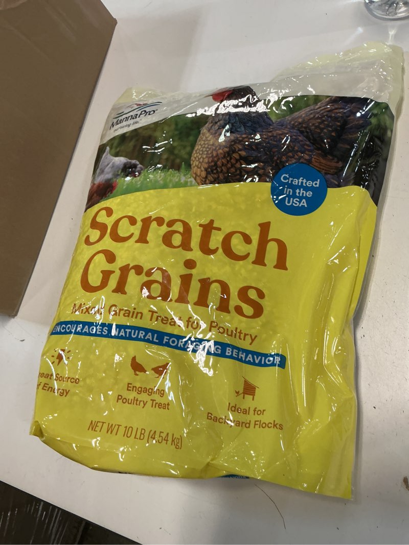 Condition photo showing New/Like New for (Bb.10.16.26)Manna Pro Ultimate Chicken Scratch Feed, Nutrient-Rich Scratch Grain Treat for Chickens and Poultry, Natural Multigrain Blend for Backyard Flocks and Laying Hens, Made in USA, 10 lb Bag