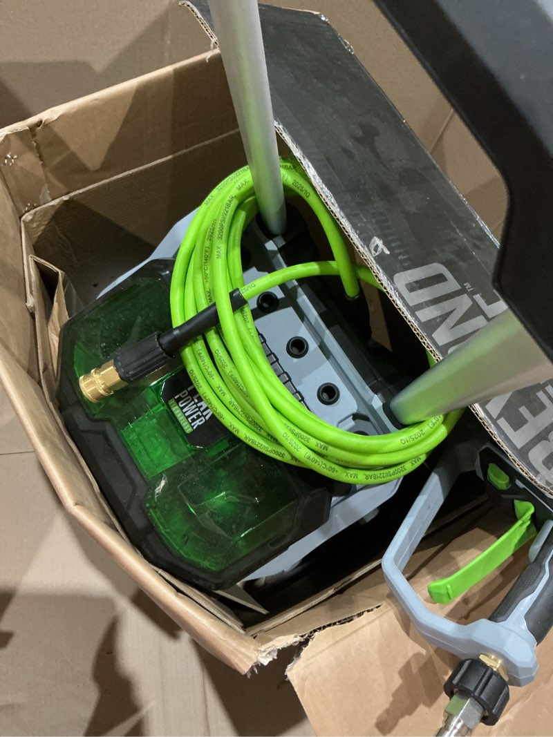 Condition photo showing As Is for ego power+ 3200 psi 1.2-gpm cold water battery pressure washer with 5 spray tips (battery and charger not included)
